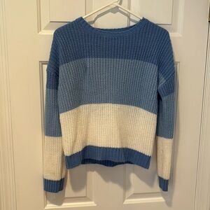 Girls blue and white knit sweater size medium